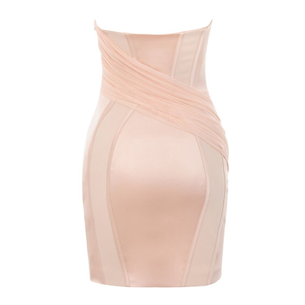 House of CB Gisou Blush Satin Strapless Mini Corset Dress - Picture 10 of 10